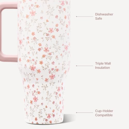 HydroJug Traveler 32oz, Insulated Tumbler with Handle & Straw, Mangolia