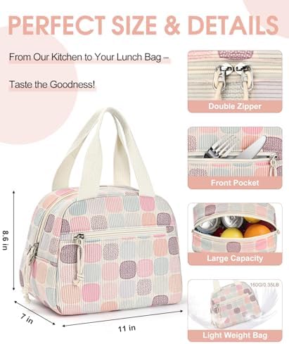 Lunch Bag for Women, Corduroy Large Insulated Lunch Box