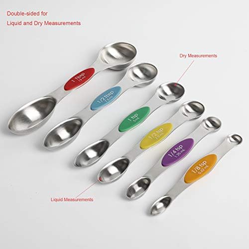 Magnetic Measuring Spoons Stainless Steel Dual Sided Teaspoons Tablespoons