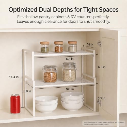 Stackable Kitchen Cabinet Organizer Shelves Pantry Rack Set of 2