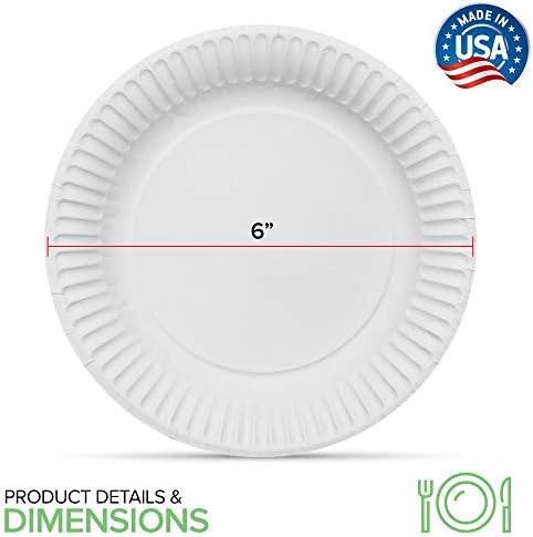 6-Inch Paper Plates Uncoated, Everyday Disposable Dessert Plates 6" Paper Plate Bulk, White, 500 Count, Stock Your Home