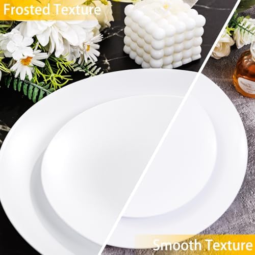 EjonirInjonir 150pcs Heavy-Duty White Plastic Plates for Party Serves 30