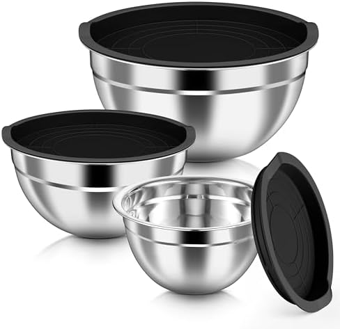 HaWare Mixing Bowls with Airtight Lids, 6-Piece Stainless Steel Salad Bowls