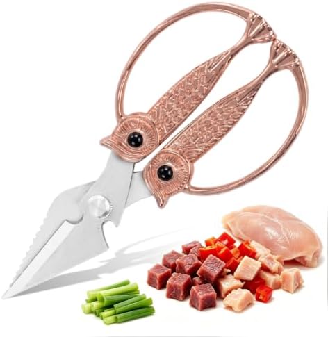 XSNBRD Kitchen Shears Heavy Duty, Rose Gold Stainless Owl Scissors Large