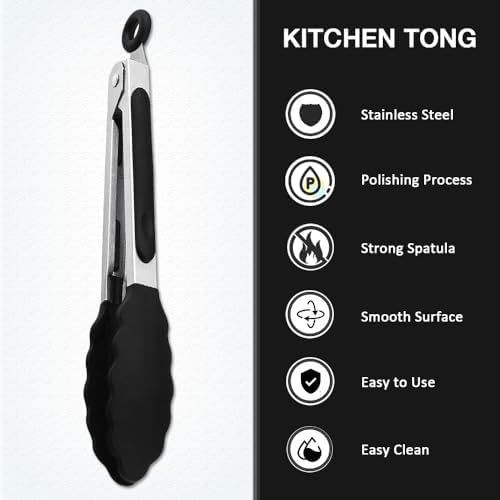 7 inch Mini Silicone Serving Tongs with Silicone Tips Set of 3