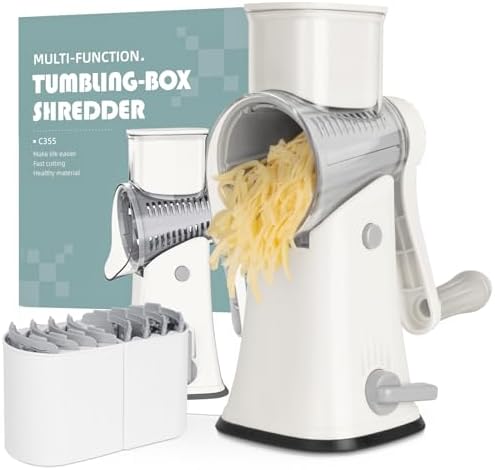 X Home 5‑in‑1 Rotary Cheese Grater for Kitchen, White