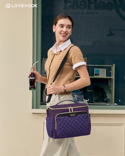 LOVEVOOK Lunch Box for Women, Wide Opening Cute Insulated Lunch Box Bag