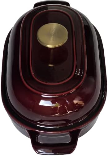 La Cuisine Enameled Cast Iron Bread Loaf Dutch Oven Oblong for Sourdough Crusty Bread & High‑Heat Baking. Oven-Safe 550°F/287°C Matte Black Enamel Interior, 5.5 QT, Cranberry