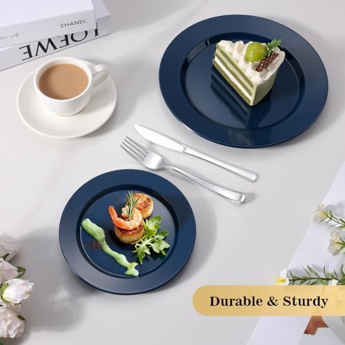 Goodluck 200PCS Navy Blue Plastic Plates, Disposable Blue Plates