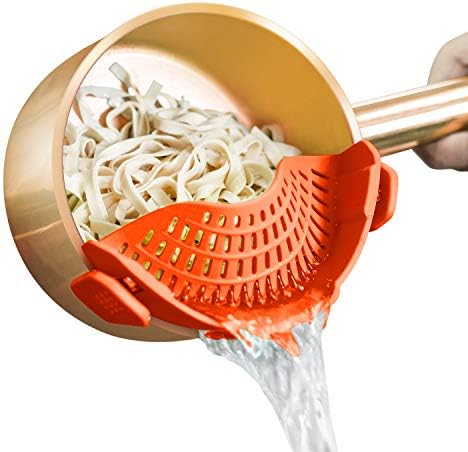 AUOON Clip On Strainer for Pots, Standard 8.86 x 3.55 in, Orange