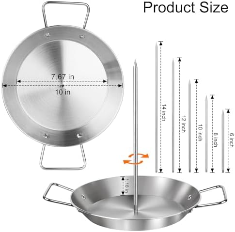 Al Pastor Skewer for Grill, 10 Inch Gyro Pan with Fat Separator
