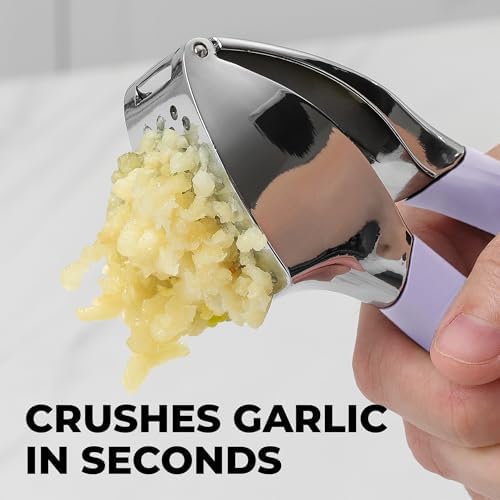 Zulay Kitchen Metal Comfort Grip Garlic Press