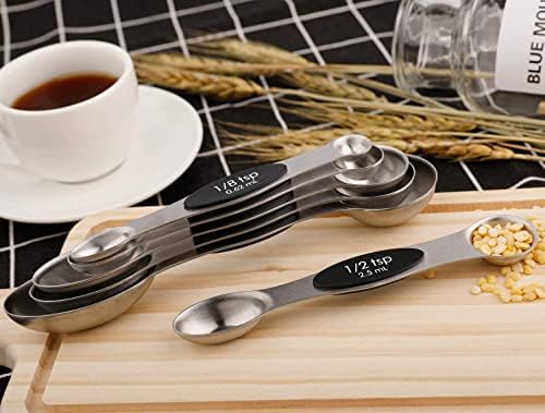 Magnetic Measuring Spoons Set of 6 Stainless Steel Dual Sided Teaspoon