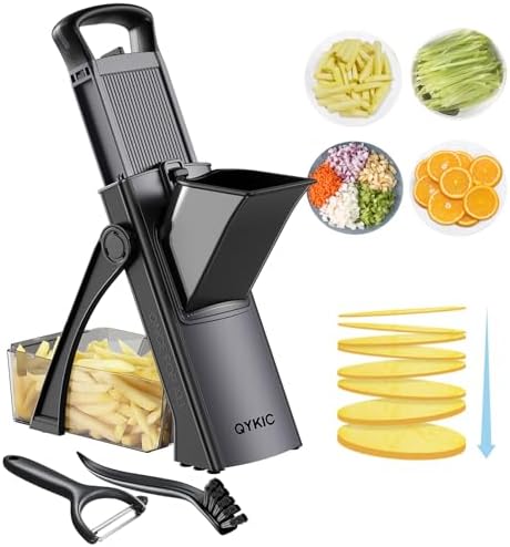 QYKIC Mandoline Slicer for Kitchen, Adjustable 0.1-8mm (S3 Black)