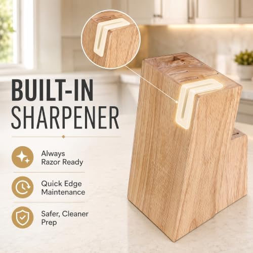 14-Piece Kitchen Knife Block Set with Built-In Sharpener