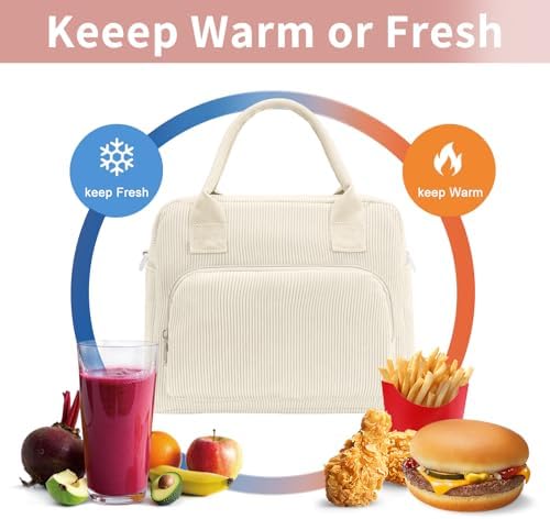Lunch Bag Women Lunch Box for Women Adult Cute Insulated Lunch Bag Lager Cooler Lunch Tote Bags for Work Picnic (Beige)