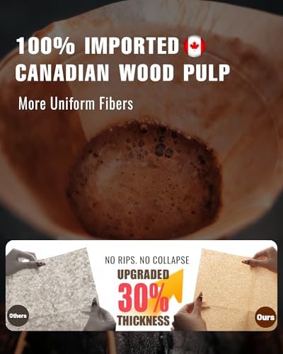 Bake Choice Pre-folded Natural Unbleached Coffee Filters - 150 Pack, Compatible with Pour-Over Coffee Makers