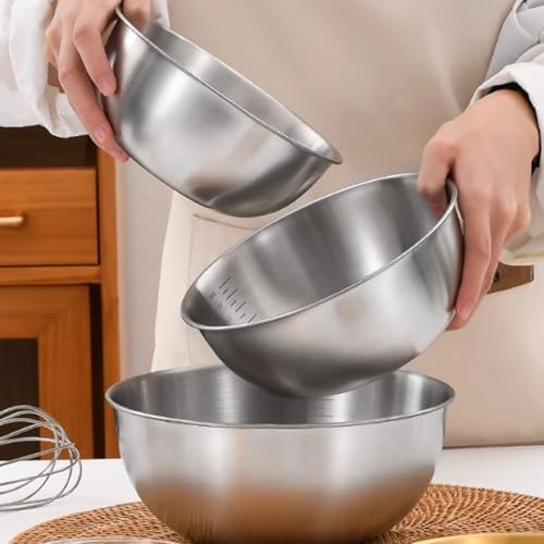 4 Pack Stainless Steel Mixing Bowl Set, Microwave and Dishwasher Safe,Ideal for Baking, Prepping, Cooking and Serving Food