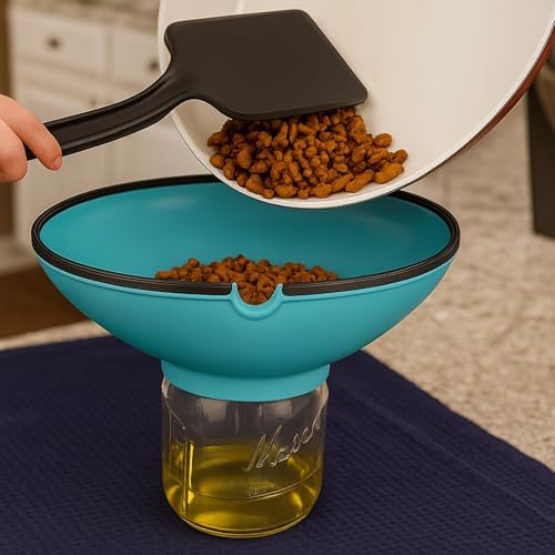 Ultimate Grease Drainer & Food Strainer (Aqua) Premium Heat-Resistant Silicone Colander for Bacon, Ground Beef, Pasta & Veggies; Fits Pans, Cans & Jars; Dishwasher Safe