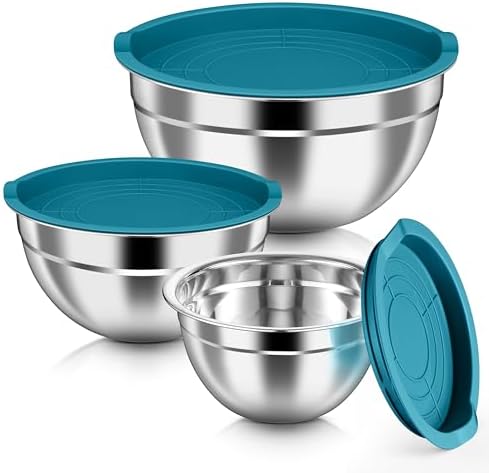 HaWare Mixing Bowls with Airtight Lids, 6-Piece Stainless Steel Salad Bowls