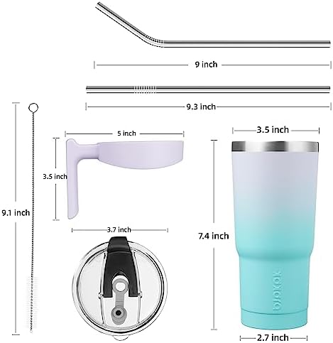 BJPKPK 20 oz Tumbler with Handle & Straw, Insulated Stainless Steel Mug