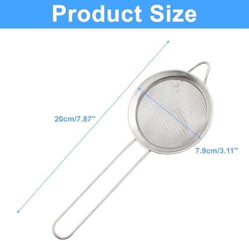 Piutouyar 8cm/3.15" Fine Mesh Strainers, Stainless Steel Kitchen Strainers