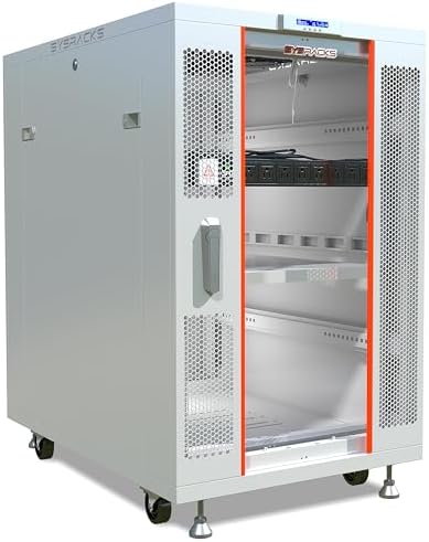 Sysracks 22U Server Rack Cabinet, 35" Deep, Glass Door, 19-Inch