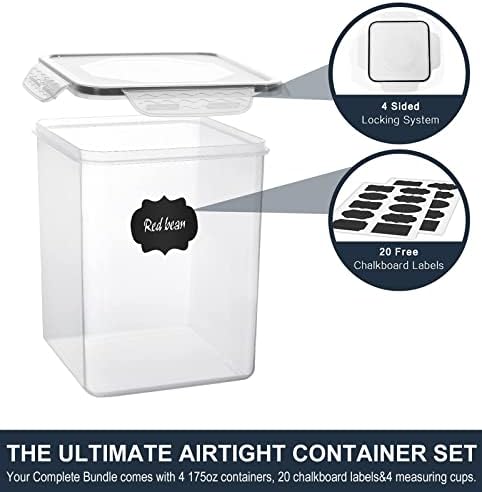 M MCIRCO Large 4 Pack, 5.2L/175oz Food Storage Containers