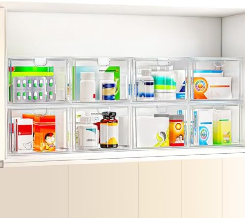 caktraie 6-Pack Stackable Acrylic Storage Drawers, Small