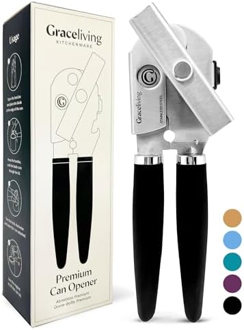 Heavy Duty Manual Can Opener with Magnetic Lid Lifter, Black