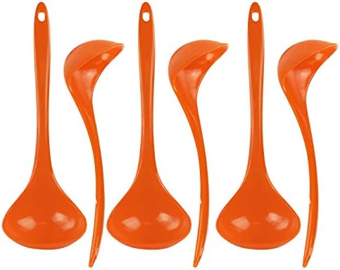 Reston Lloyd Melamine Soup Ladle Kitchen Utensil, Premium Quality Utensil with Heat Resistant Ergonomic Handle, Durable BPA-Free Plastic, 10.5 inch long, 6pc Set, Orange