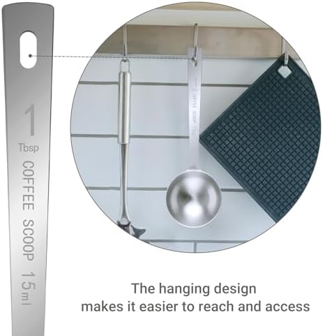 Flezoo 4Pcs 1 Tbsp 15ml Stainless Steel Long Handle Coffee Measuring Scoop