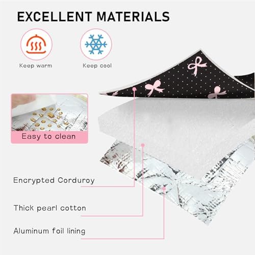 Bluboon Lunch Box for Women Cute Lunch Bag Reusable Insulated Lunch Bags Large Capacity Lunchbox Cooler for Work Picnic or Travel Gifts (Pink Bow Black 6, 10 x 7.5 x 8 inches)