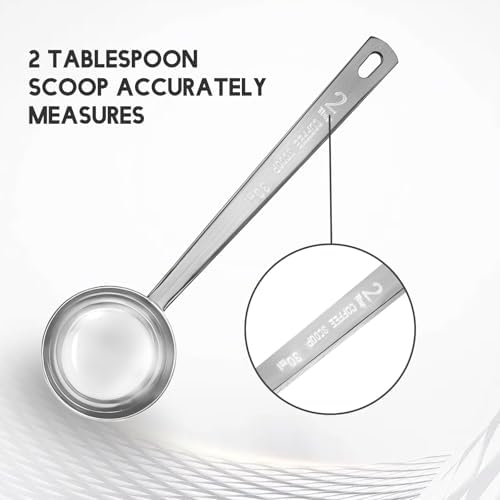 Timoo 5 Pcs Coffee Scoop 2 Tablespoon Scoop Stainless Steel Tablespoon Measuring Spoon Long Handle for Powder Ground Coffee Tea Sugar