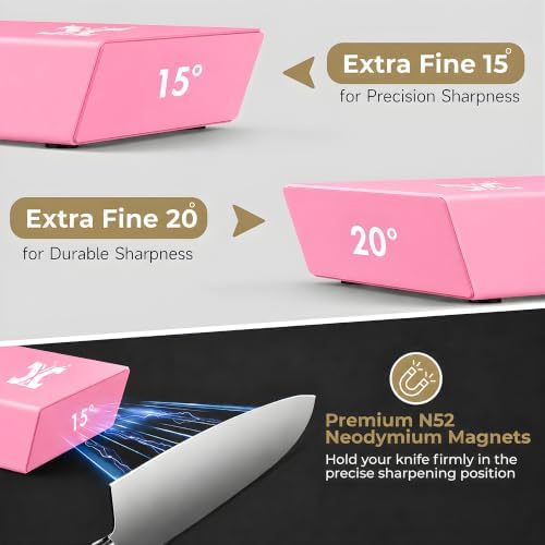 Rolling Knife Sharpener Kit with Diamond & Ceramic Disc, Classic Kit (PINK)