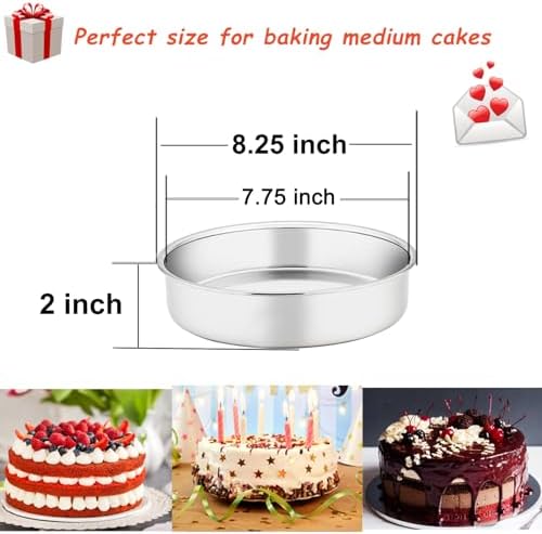TeamFar 8 Inch Cake Pan Set of 2, Round Layer Cake Baking Pans Tins