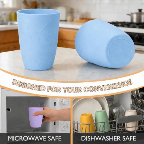 Wrova Wheat Straw Cups Set 6-Piece, 12 OZ Plastic Cups Reusable Drink Cups