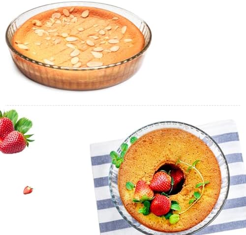 10 Inch Round Pie Plate Glass Pie Pan for Baking Deep Round Pie Plate Dish Great For Apple, Pumpkin, Holiday Pies,Oven Safe Tray (2)