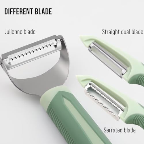 Julienne Peeler Vegetable Peeler with 4.8'' Long Silicone Handle