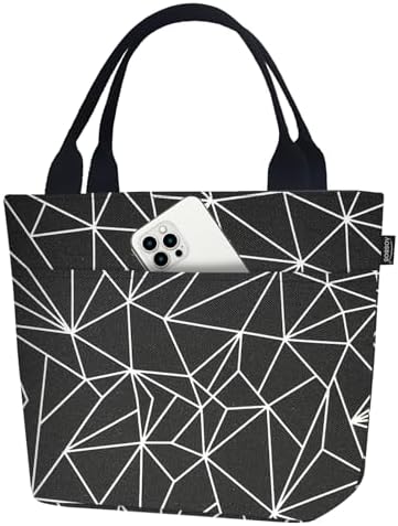 Aosbos Large Lunch Bags for Women Insulated Lunch Box Leakproof Adult Food Organizer Tote Bag Black Prism