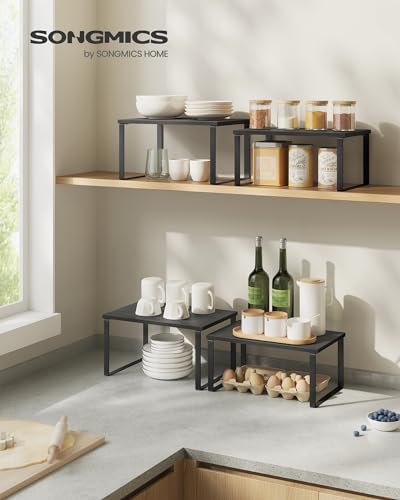 SONGMICS Cabinet Organizer Shelf, Set of 2 Spice Rack, Kitchen Storage