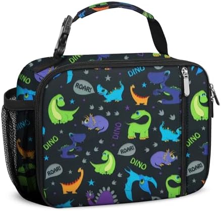 esouler Lunch Box Kids Insulated Lunch Bag for Boys & Girls Durable Children Lunchbox for School with Water Bottle Holder-Purple Dinosaur