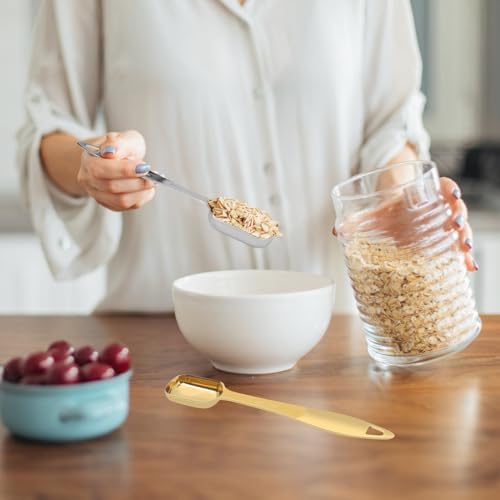 2 Pcs 1 Tablespoon(15 mL | 3 Tsp | 1 Tbsp | 15 cc | 1/2 oz) Stainless Steel Single Measuring Spoon, Long Handle Metal Measuring Spoon, Kitchen Gadgets for Cooking & Baking(Gold)