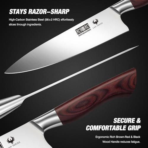 HOSHANHO 5PCS Japanese Kitchen Knife Set, Sharp Chef Knives & Wood Handle