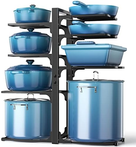 ORDORA Pots and Pans Organizer Under Cabinet 20.8", 8-Tier Adjustable Black