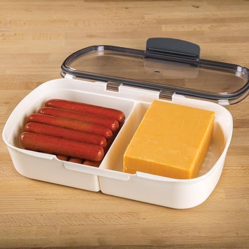 ProKeeper Split Deli Food Storage Container with Air-Tight Silicone Seal and Dry Erase Compatible Lid, 11.75 (Pack of 2)
