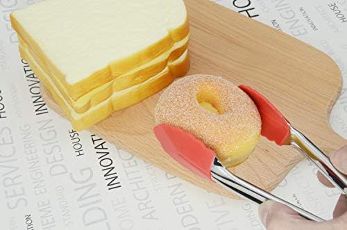 HINMAY Small Tongs with Silicone Tips 7-Inch Mini Serving Tongs, Set of 6