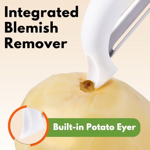 Rainspire Vegetable Peeler Potato Peelers for Kitchen, Sharp Stainless Steel Blades Veggie, Comfortable Handle Fruit Peeler, Carrot Peeler Apple Peeler Dishwasher Safe, White, 1-Pack