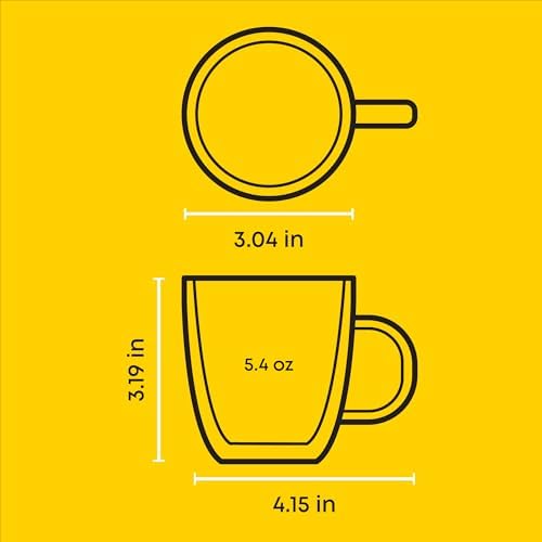 JoyJolt Savor Double Wall Insulated Glasses Espresso Mugs (Set of 2) - 5.4-Ounces