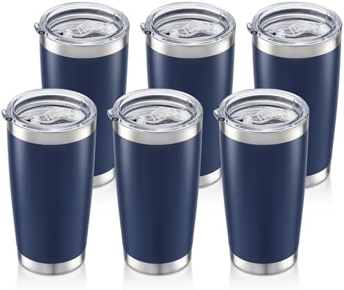 20oz Tumbler Bulk with Lid Stainless Steel Tumblers, 6 Pack